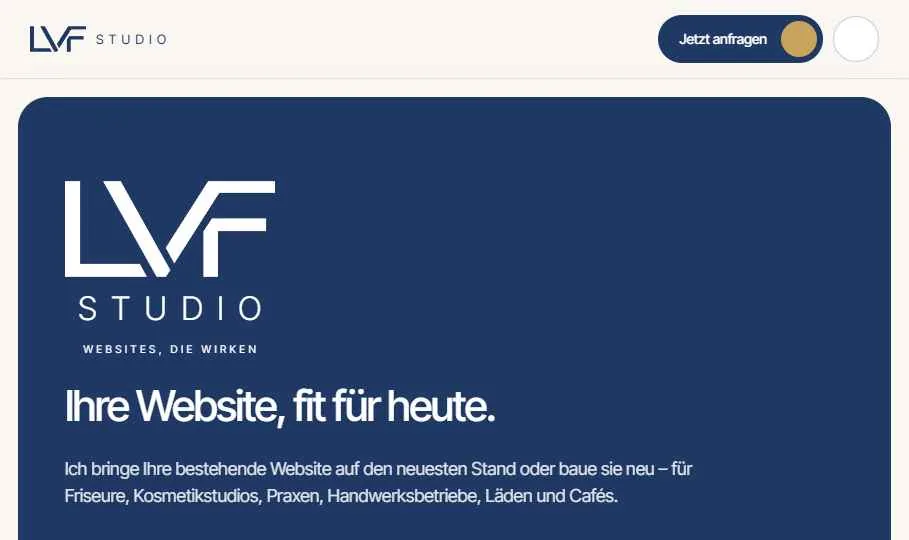 Startseite der Website LVF Studio